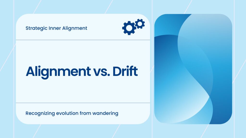 Alignment vs. Drift graphic – recognizing evolution from wandering, part of Perfect Blend's Strategic Inner Alignment pillar